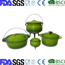 4PCS Cast Iron Cookware Set in Green Color